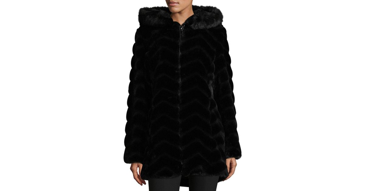 gallery chevron faux fur coat