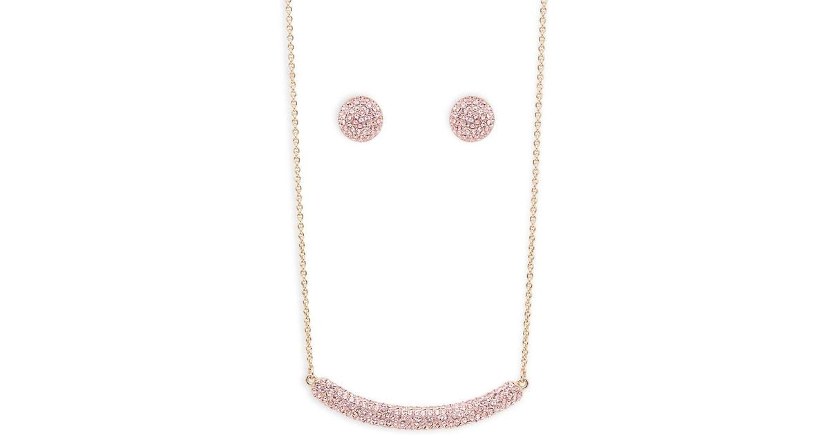 Lyst Nina Angelee Swarovski Crystal Bar Necklace And Stud Earrings Lyst Nina Angelee Swarovski Crystal Bar Necklace And Stud Earrings Set In Pink