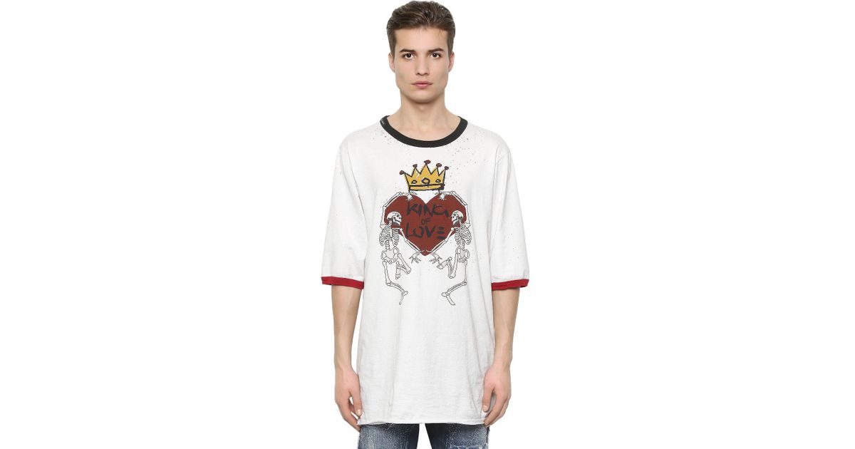 Print Dolce \u0026 men King Cotton T-shirt Of Gabbana for Love Jersey White