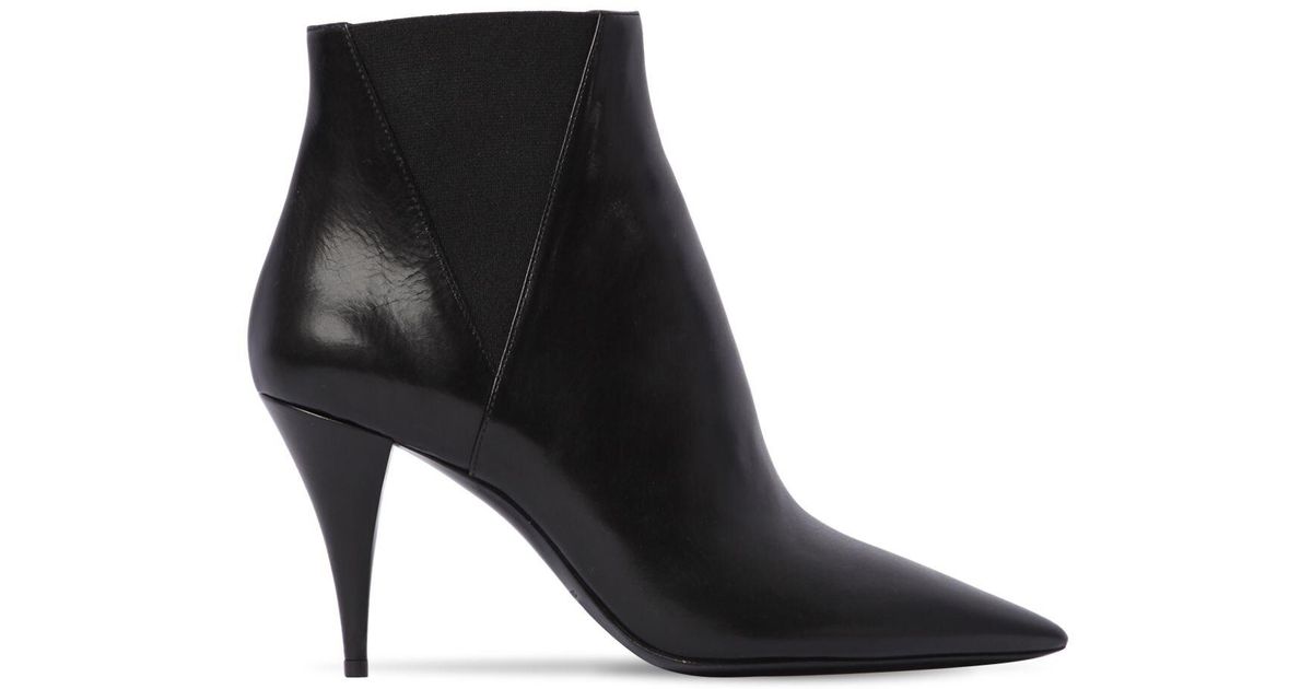 Saint Laurent 85mm Kiki Leather Ankle Boots in Black - Lyst