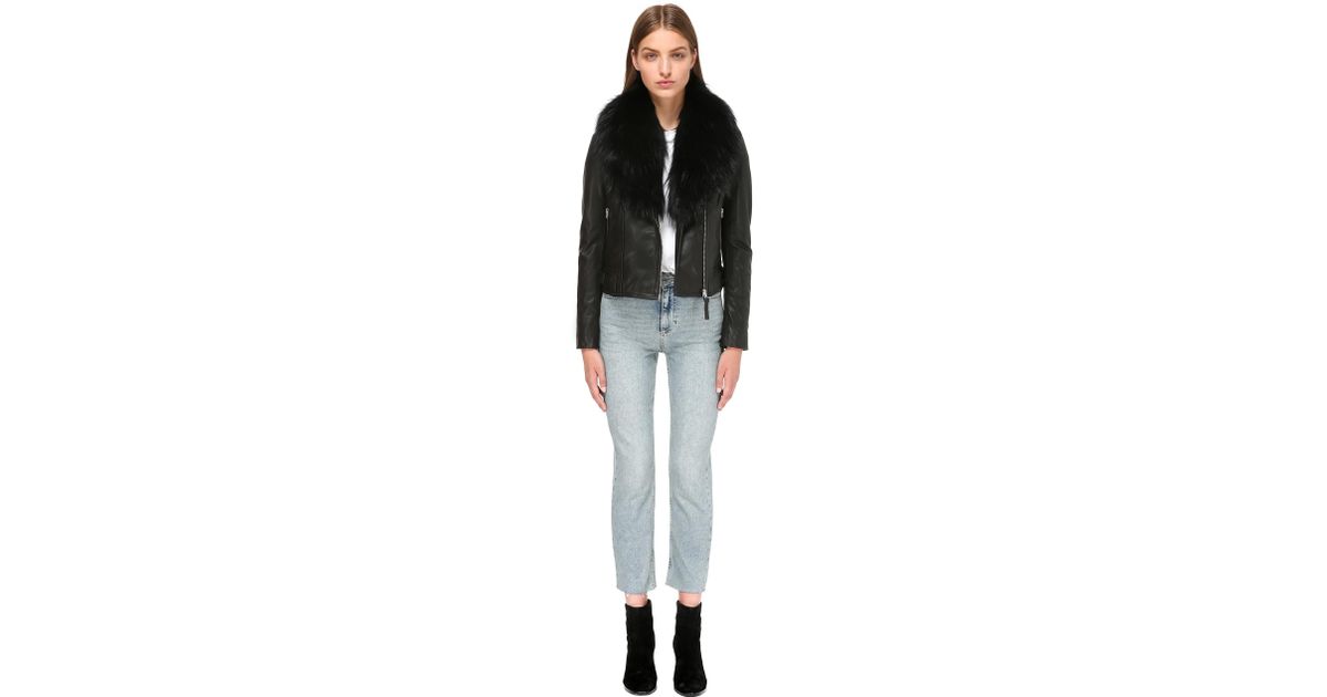 Lyst Mackage Yoana Sp Biker Leather Jacket With Fur Collar In Lyst Mackage Yoana Sp Biker Leather Jacket With Fur Collar In Black