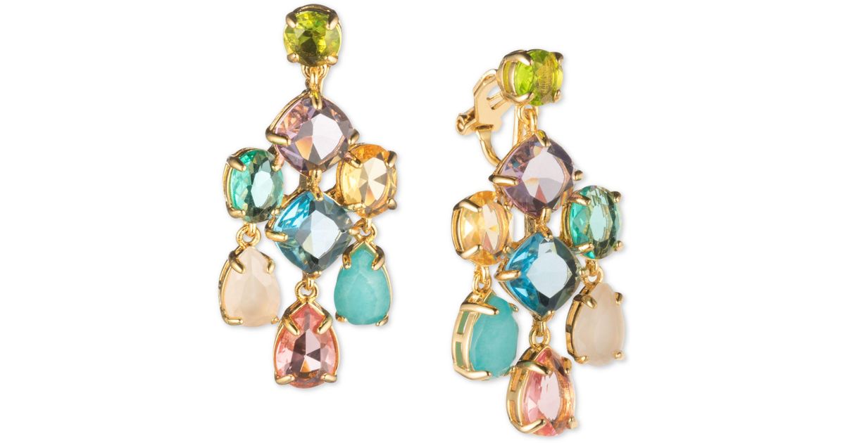 Lyst Carolee Gold Tone Multi Crystal Clip On Chandelier Earrings Lyst Carolee Gold Tone Multi Crystal Clip On Chandelier Earrings In Metallic