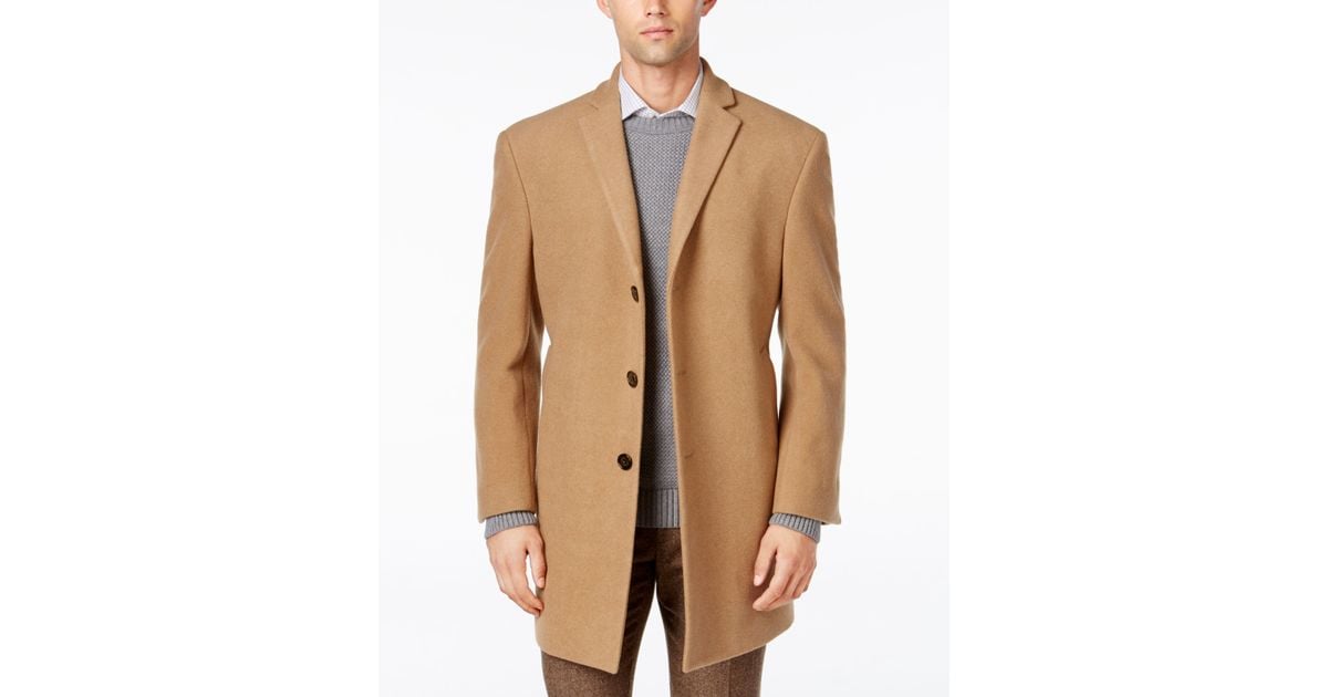Calvin klein Men's Prosper X-fit Overcoat in Natural for Men | Lyst