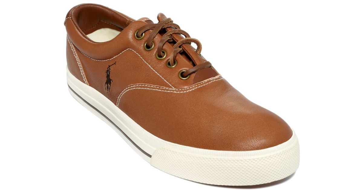 polo ralph lauren men's vaughn leather sneaker