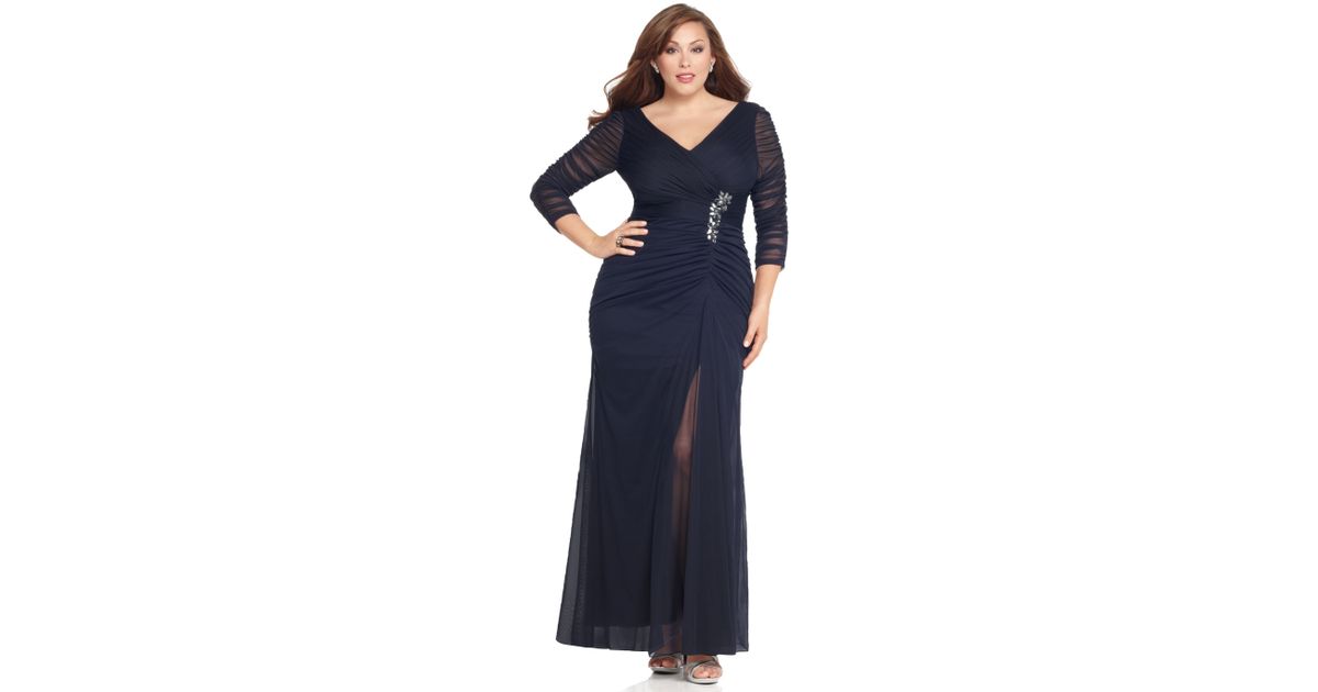 Lyst - Adrianna Papell Ruched Crepe Gown in Blue