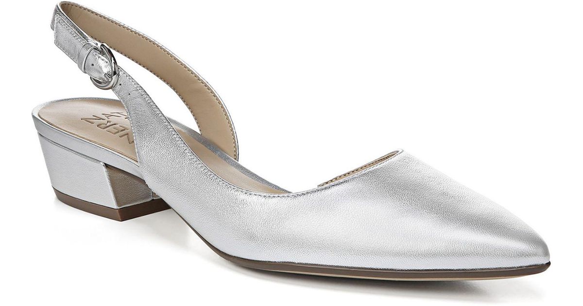Naturalizer Rubber Banks Slingback Sandals in Silver Leather (Metallic ...