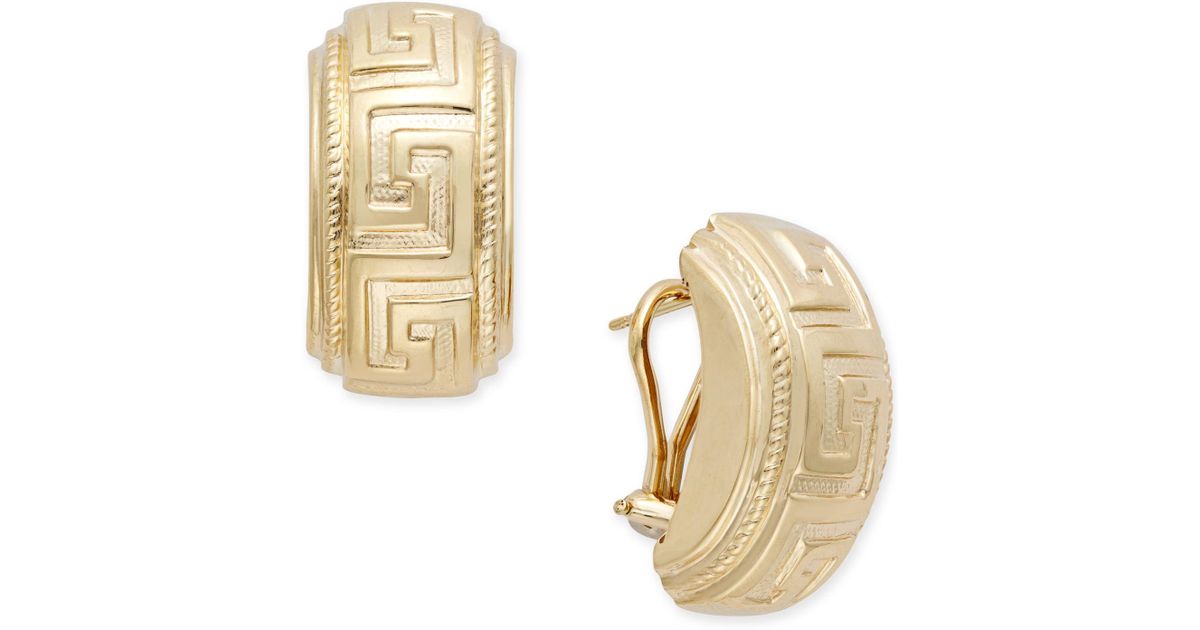 Lyst Macy S Greek Key Clip On Earrings In 14k Gold Metallic