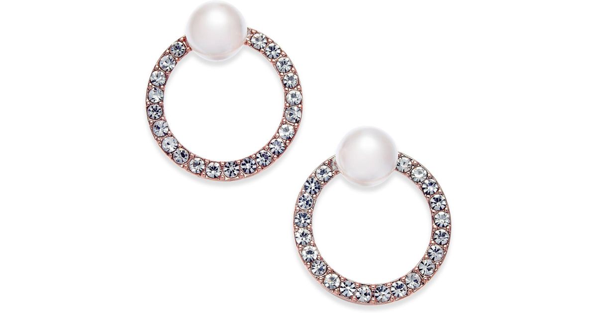 Lyst Inc International Concepts Rose Gold Tone Pavé Imitation Lyst Inc International Concepts Rose Gold Tone Pavé Imitation Pearl Front Back Earrings Created For Macy S In Metallic