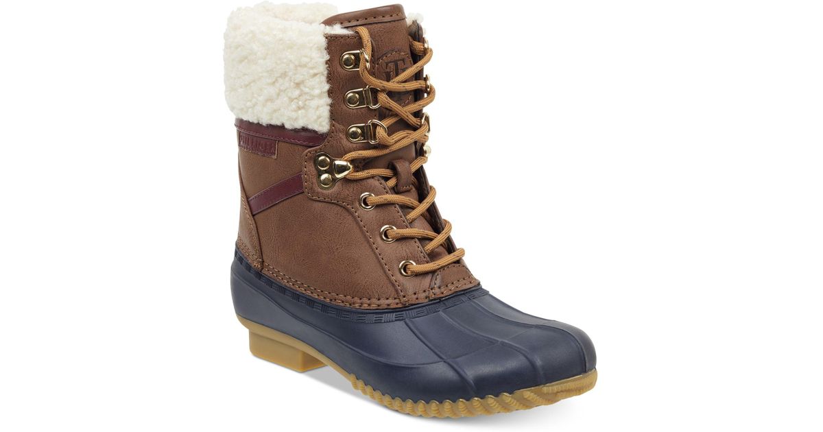 Tommy Hilfiger Rain Dock Rian Boots in Navy/Brown (Brown) - Save 47% - Lyst