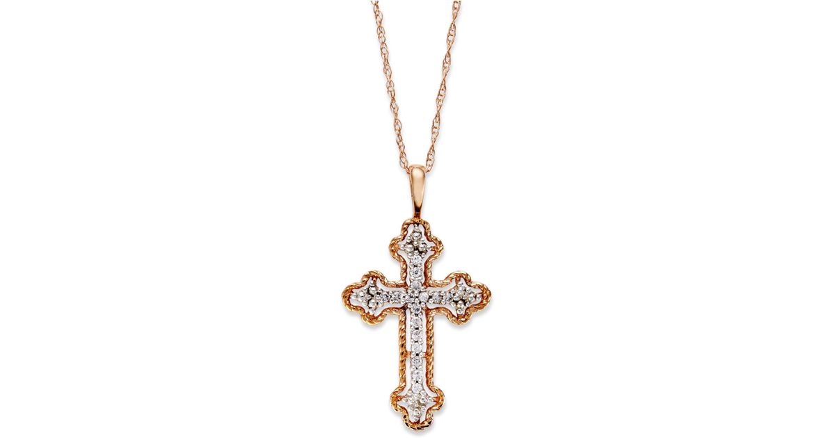 Lyst Macy S Diamond Antique Cross Pendant Necklace In 14k White Lyst Macy S Diamond Antique Cross Pendant Necklace In 14k White Gold 1 10 Ct T W Pink