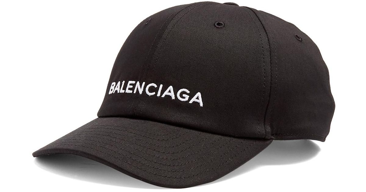 Balenciaga Logo-embroidered Cotton Cap in Black for Men - Lyst