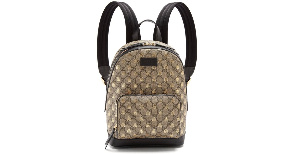 Lyst - Gucci Gg Supreme Bee-print Backpack in Brown