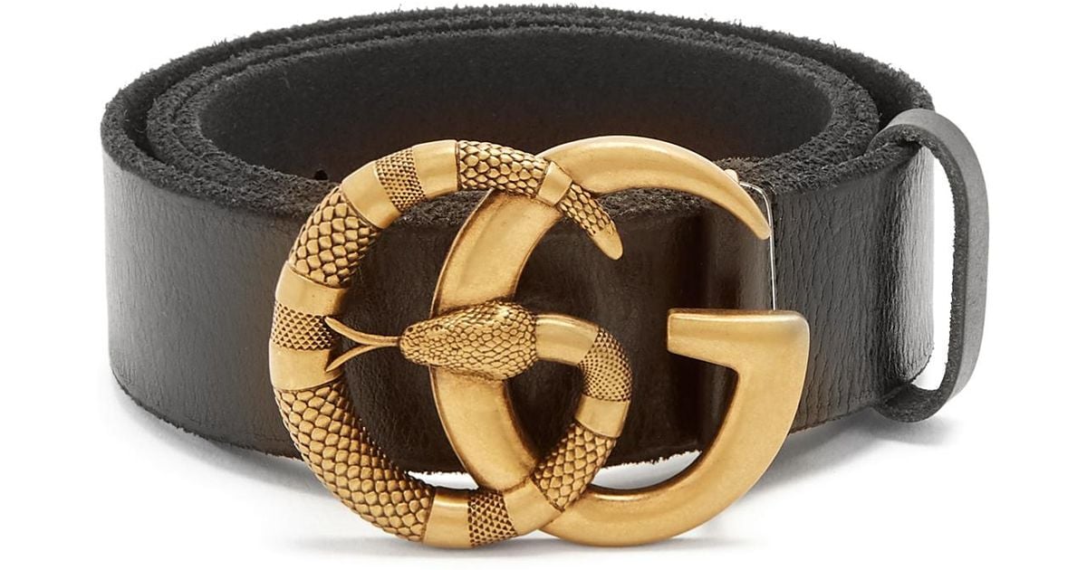 Gucci Gg Running Snake-embossed Leather Belt in Black for Men | Lyst