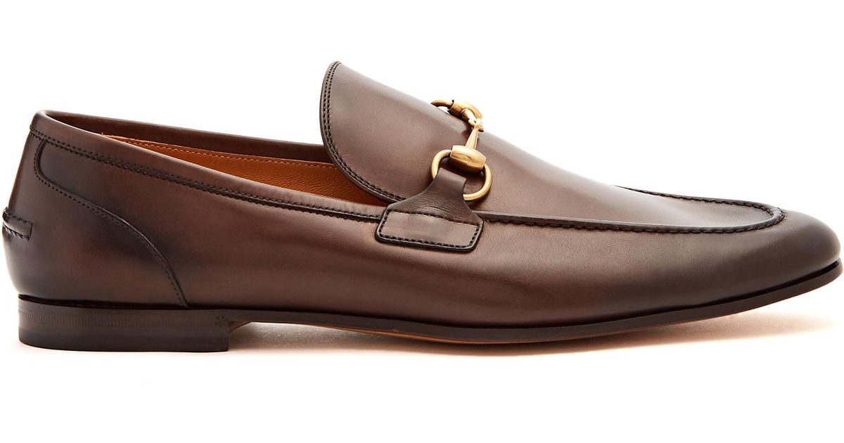 Lyst - Gucci Jordaan Leather Loafers in Brown for Men