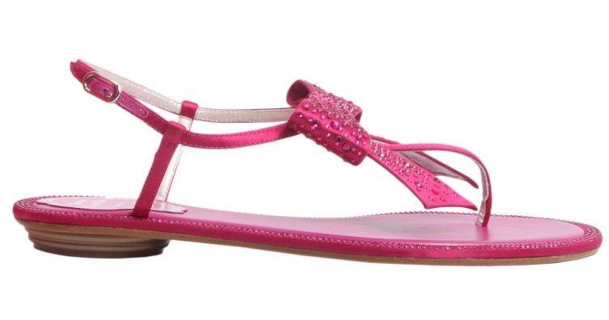 Rene Caovilla Fuchsia Leather Flip Flops - Save 21% - Lyst