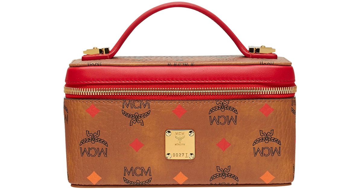 Mcm Red Rockstar Vanity Case In Skyoptic Stud Visetos Lyst