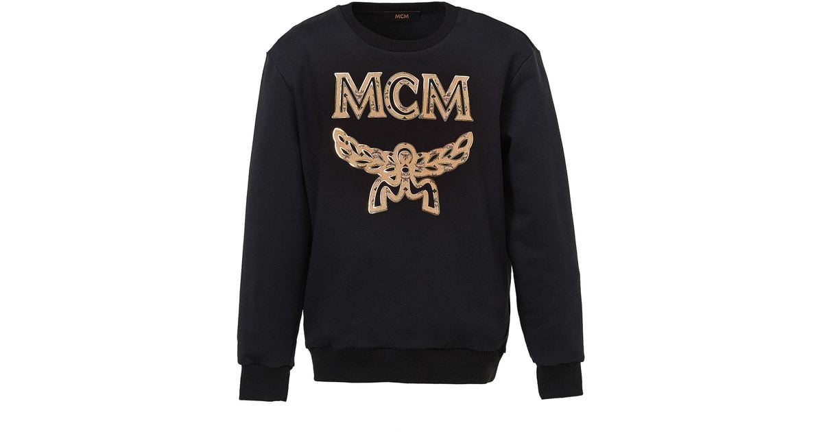 MCM Cotton Men's Logo Sweatshirt in Black for Men - Lyst