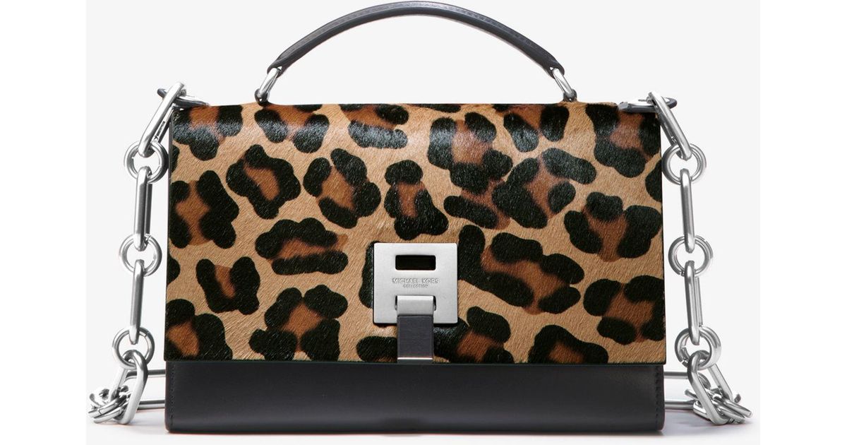 Lyst Michael Kors Bancroft Leopard Calf Hair Shoulder Bag