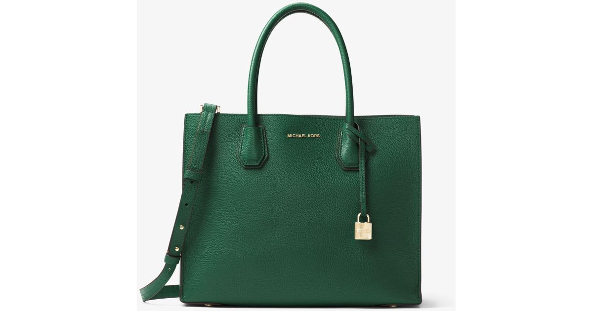 Michael Kors Green Mercer Medium Leather Tote Bag