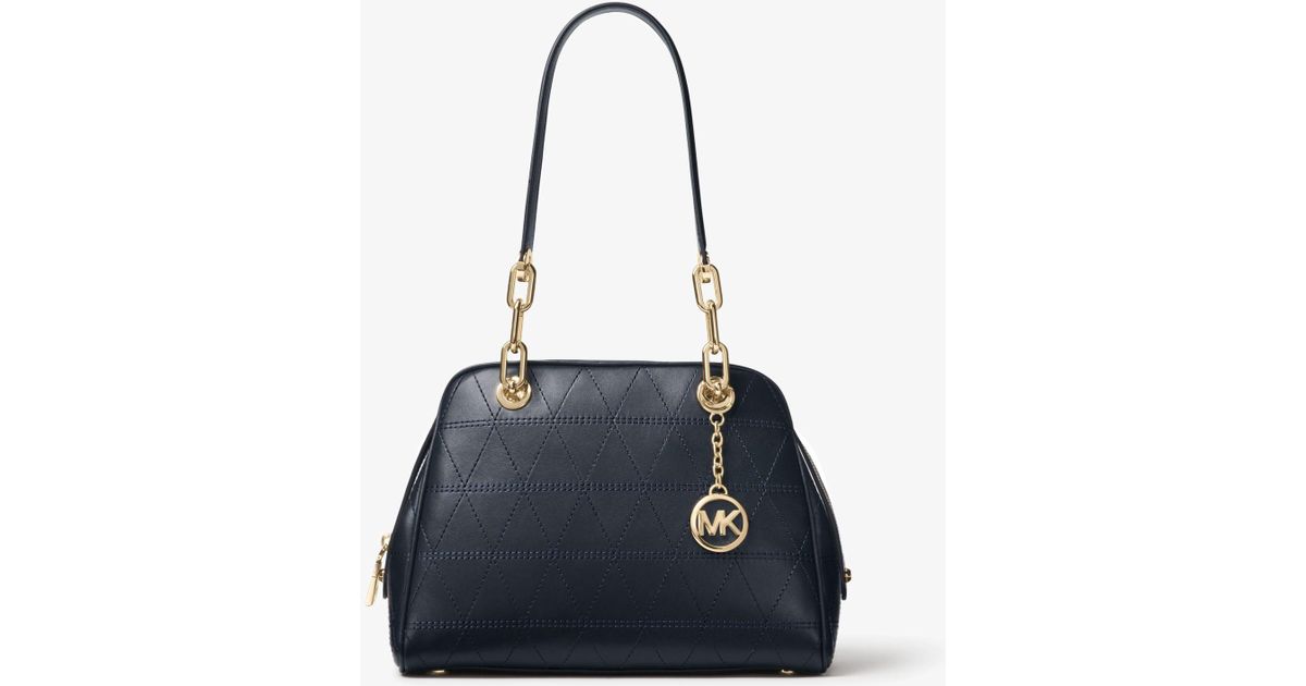 Lyst Michael Kors Venice Quilted Leather Shoulder Bag In Blue