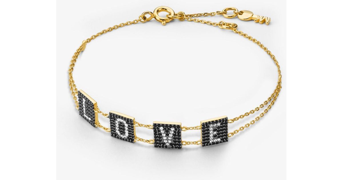 Lyst - Michael Kors 14k Gold-plated Sterling Silver Pavé Love Bracelet