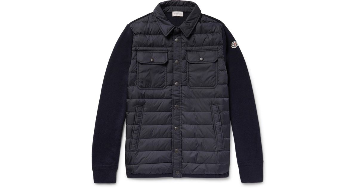 moncler black shell and wool blend jacket moncler black shell and wool blend jacket