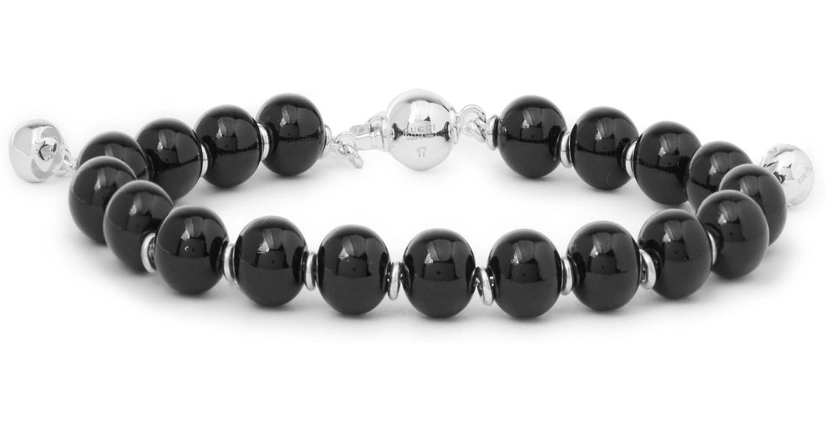 Gucci San Valentino Gl Bead And Sterling Silver Bracelet In Black Gucci San Valentino Gl Bead And Sterling Silver Bracelet In Black For Men Lyst