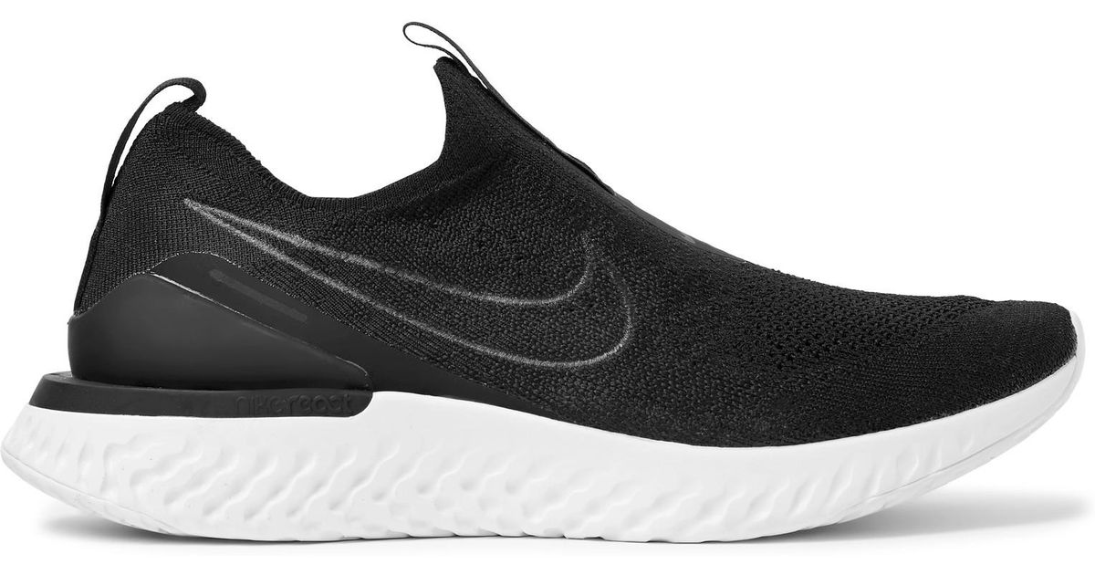 Nike Epic Phantom React Flyknit Slip-on Running Sneakers in Black for ...