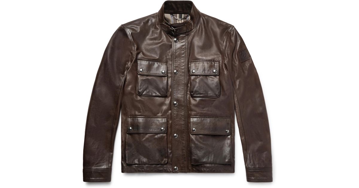 Lyst Belstaff Brad 2 0 Waxed Leather Jacket In Brown For Men