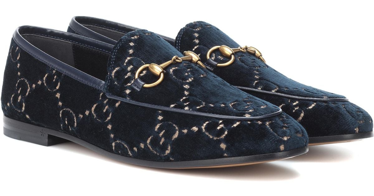 gucci loafers velvet blue
