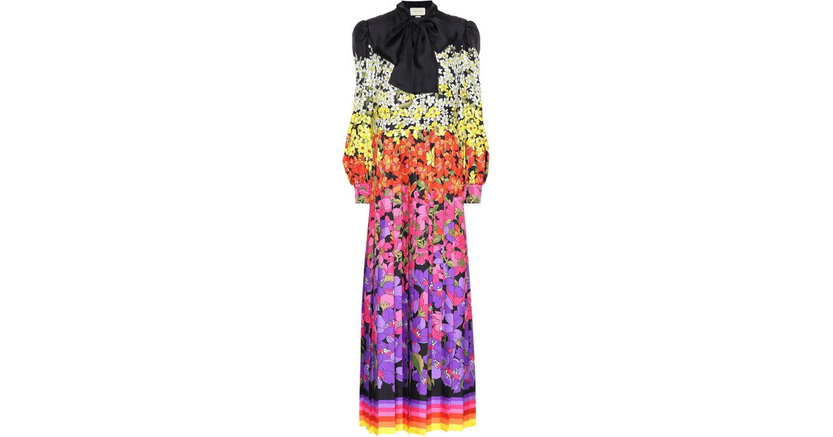 Gucci Floral Silk Maxi Dress - Lyst