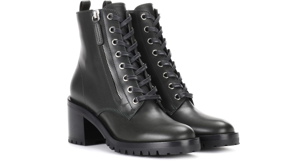 Lyst - Gianvito Rossi Croft Leather Ankle Boots in Green