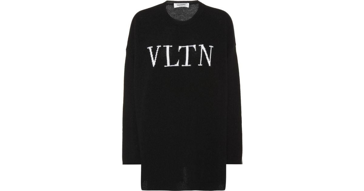 Valentino VLTN Intarsia Wool Sweater Jumper Navy Blue Cashmere Wool