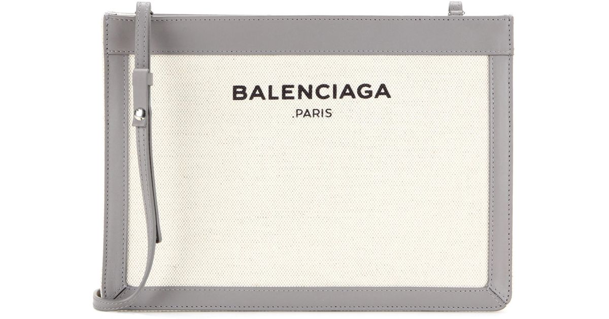 Balenciaga Canvas And Leather Shoulder Bag in Natural | Lyst