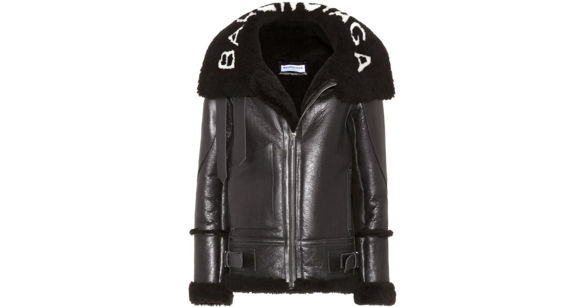 Balenciaga Leather Shearling Lined Jacket In Black Lyst