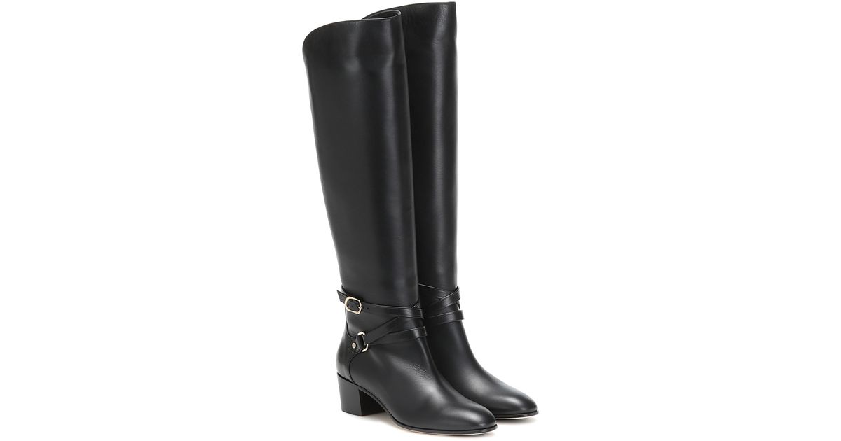 Jimmy Choo Huxlie 45 Leather Knee-high Boots in Black - Lyst