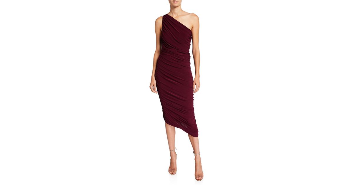 Norma Kamali Synthetic Diana 1-shoulder Stretch Dress in Plum (Red) - Lyst