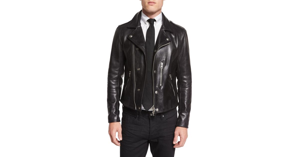 Tom Ford Asymmetric Leather Biker Jacket In Black For Men Lyst