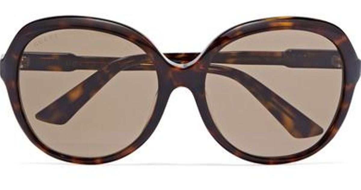 Gucci Oversized Round-frame Tortoiseshell Acetate Sunglasses in Brown 