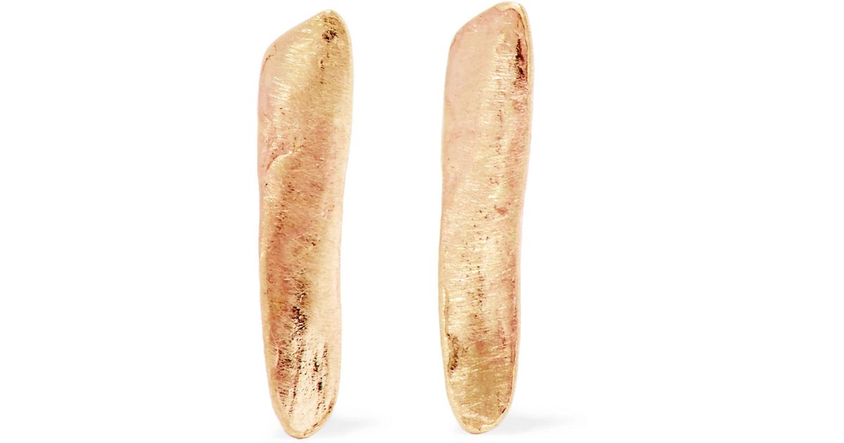 Lyst Wwake Dash Wisp 10 Karat Gold Earrings In Metallic
