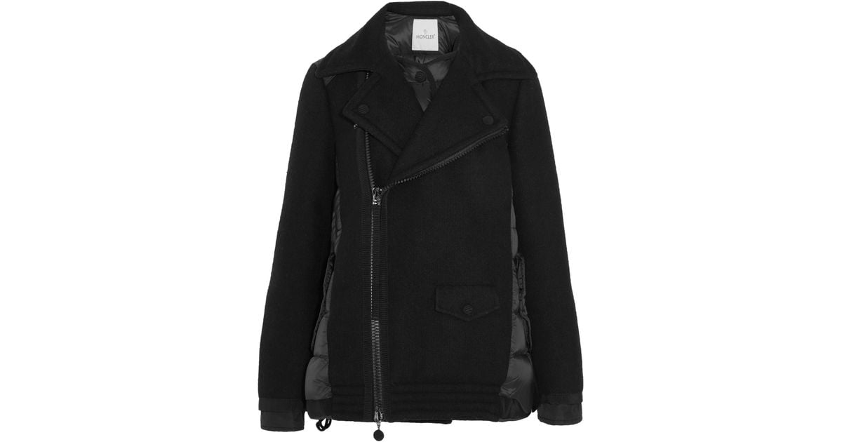 moncler black shell and wool blend jacket moncler black shell and wool blend jacket
