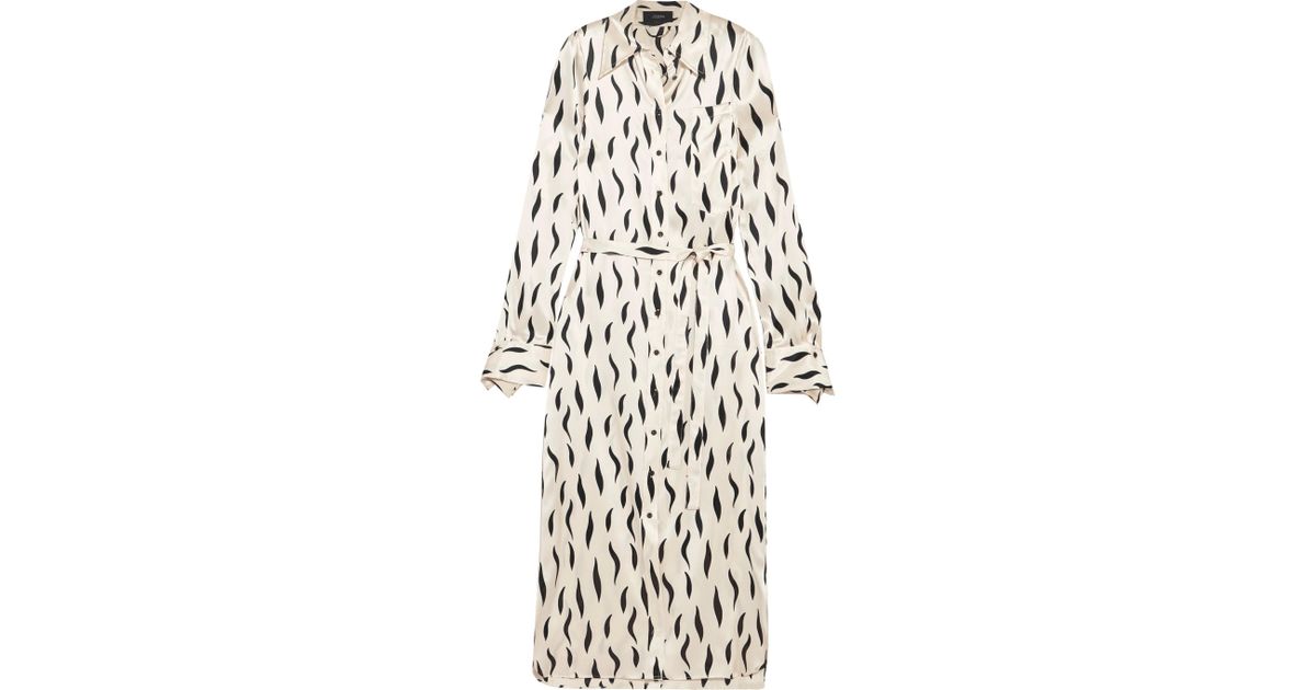 Lyst - Joseph Cassidy Printed Silk-satin Midi Shirt Dress