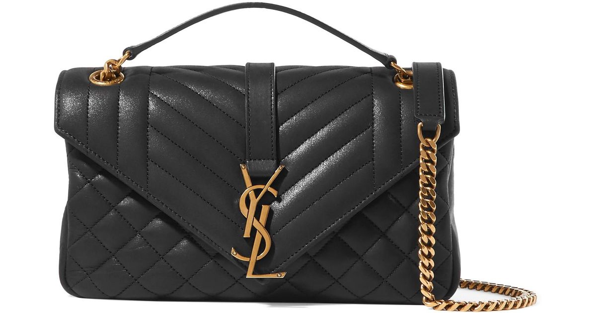 Saint Lau Black Soft Envelope Quilted Leather Shoulder Bag