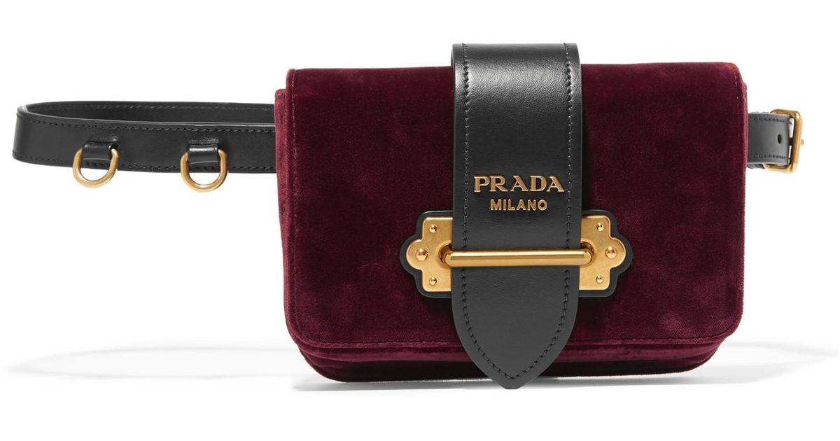 Lyst Prada Leather Trimmed Velvet Belt Bag