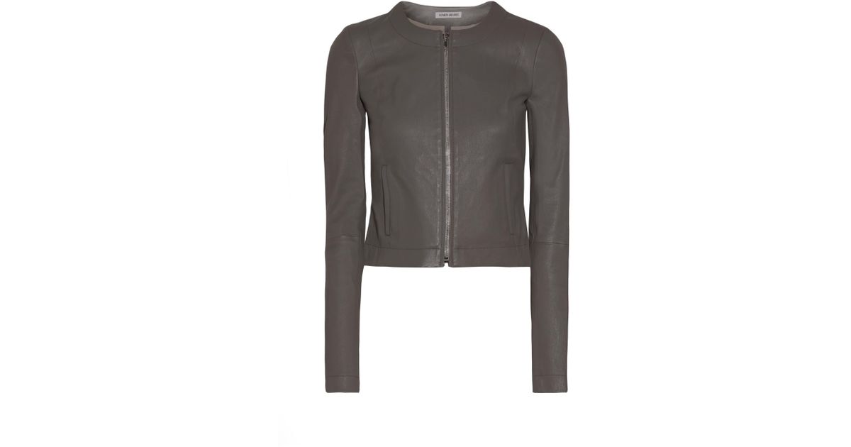 Elizabeth And James Helen Cropped Leather Jacket In Gray Lyst