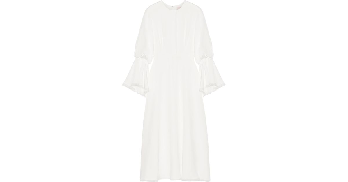 ROKSANDA Ophelia Organza-trimmed Silk Midi Dress Ivory in White - Save ...