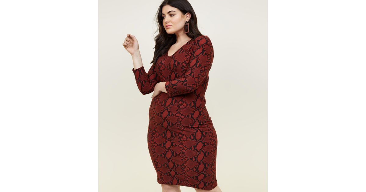 Red Snake Print Dress