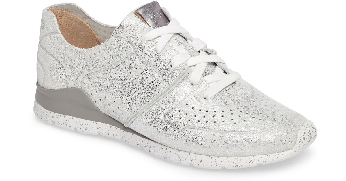 UGG Tye Stardust Silver Metallic Leather Sneakers Save 44 Lyst