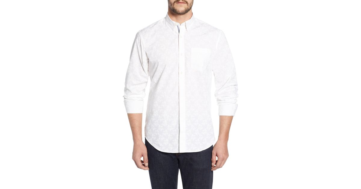 Lyst - Bugatchi Classic Fit Jacquard Sport Shirt in White for Men