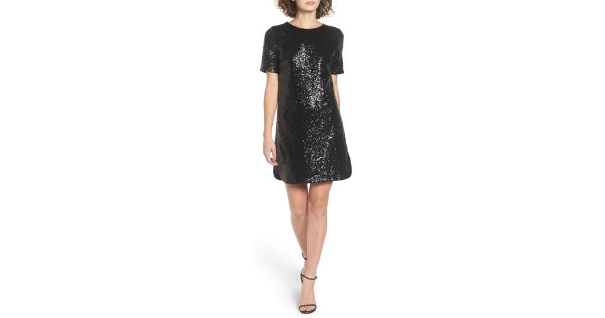 Soprano Sequin T-shirt Dress in Black | Lyst